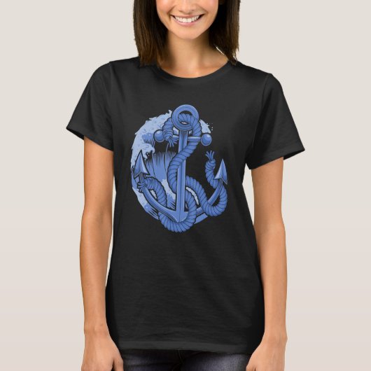 Sailboat Anchor Waves Ocean Sailor Skipper Sailing T-shirt (Voorkant)