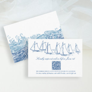 Sailboat and Waves Wedding Online RSVP QR-code Informatiekaartje
