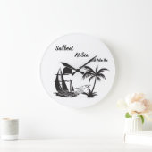 Sailboat at Sea with Palm Tree – Tropical Beach Grote Klok (Huis)