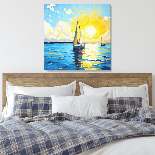Sailboat at Sunset Canvas Afdruk (Insitu (Slaapkamer))