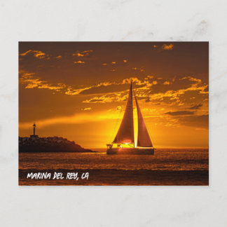 Sailboat at Sunset - Marina Del Rey, CA Briefkaart