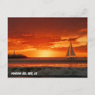 Sailboat at Sunset - Marina Del Rey, CA Briefkaart