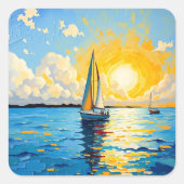 Sailboat at Sunset Vierkante Sticker (Voorkant)