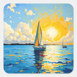 Sailboat at Sunset Vierkante Sticker