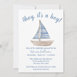SAILBOAT Baby BOY Douche Uitnodiging
