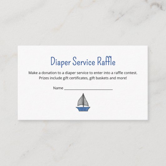 Sailboat Baby Boy Shower Diaper Service Raffle Informatiekaartje (Voorkant)