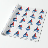 Sailboat Baby Boy Shower Wrapping Paper Cadeaupapier (Uitgerold)