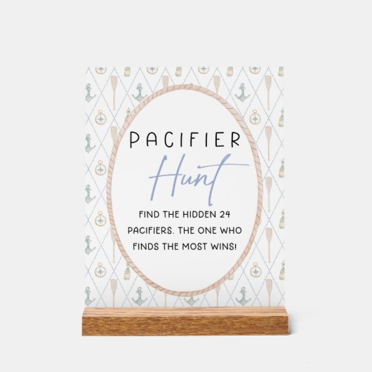 Sailboat Baby Shower Games - Pacifier Hunt Acryl Bord (Voorkant)