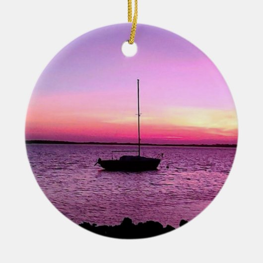 SAILBOAT BIJ SUNRISE CHRISTMAS/FUN ORNAMENT (Voorkant)