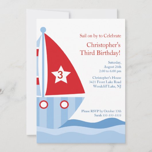 SAILBOAT Birthday Uitnodiging (Voorkant)