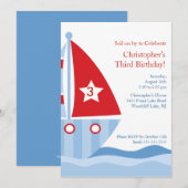 SAILBOAT Birthday Uitnodiging (Voorkant / Achterkant)