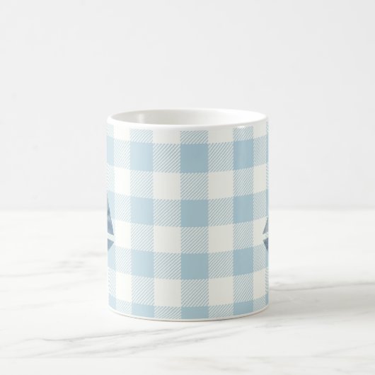 Sailboat Blue Gingham Check Pattern Coffee Mok (Center)