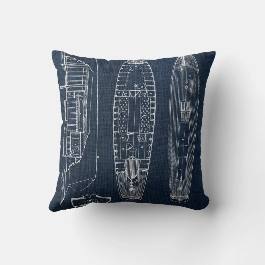 Sailboat Blueprints Kussen (Achterkant)