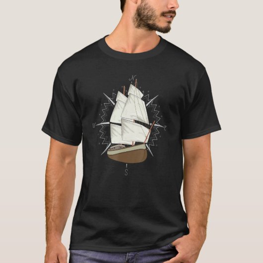 Sailboat Captain Sail Ship Sailor Nautical Skipper T-shirt (Voorkant)