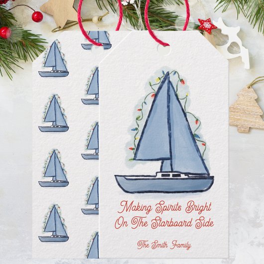 Sailboat Christmas Card Cadeaulabel