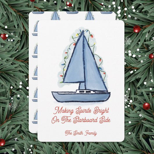 Sailboat Christmas Card Kaart