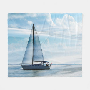 SailBoat & Clouds Fleece Deken