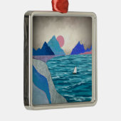 Sailboat Cove Landschap Metalen Ornament (Rechts)