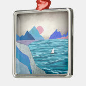 Sailboat Cove Landschap Metalen Ornament (Links)