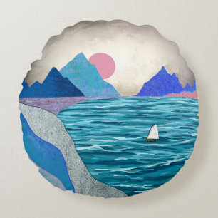 Sailboat Cove Landschap Rond Kussen