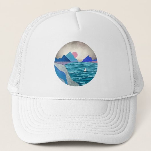 Sailboat Cove Landschap Trucker Pet (Voorkant)