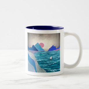 Sailboat Cove Landschap Tweekleurige Koffiemok