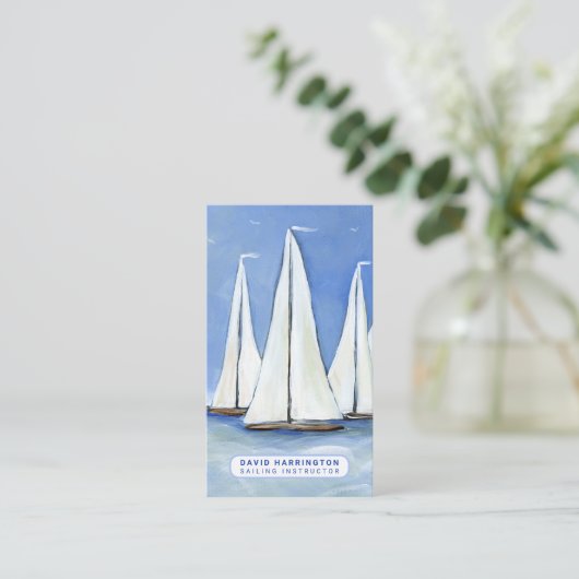 Sailboat Custom QR Code Scannable Kust Verticaal Visitekaartje (Staand voorkant)
