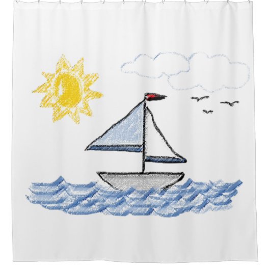 Sailboat Douchegordijn (Voorkant)