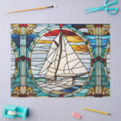 Sailboat Faux Glas in lood voor Decoupage Craft Ti Tissuepapier (Craft)