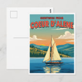 Sailboat in Coeur D'Alene Idaho Postcard Briefkaart (Voorkant / Achterkant)