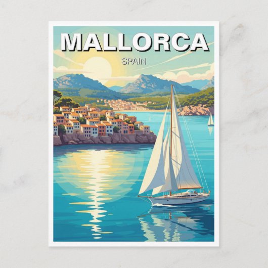 Sailboat in Mallorca Spain Travel Briefkaart (Voorkant)