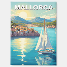 Sailboat in Mallorca Spain Travel Magneet