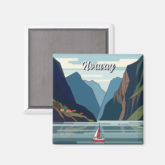 Sailboat in Norway Fjord Magneet (Voorkant / Achterkant)