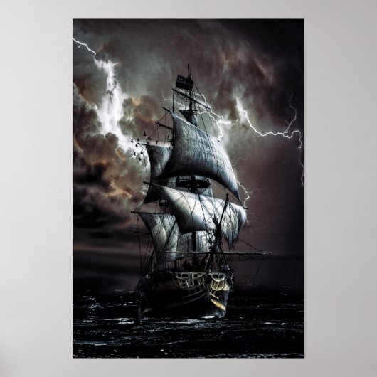 Sailboat in the storm poster (Voorkant)