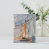 Sailboat In Watercolors Feestdagenkaart (Staand voorkant)
