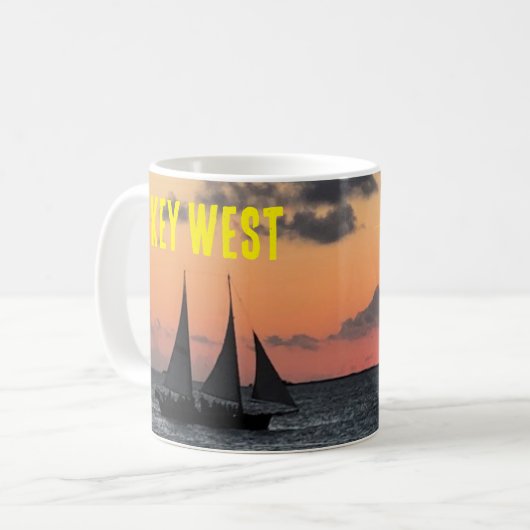 Sailboat Key West Florida Sunset Coffee Mok Cup (Voorkant links)