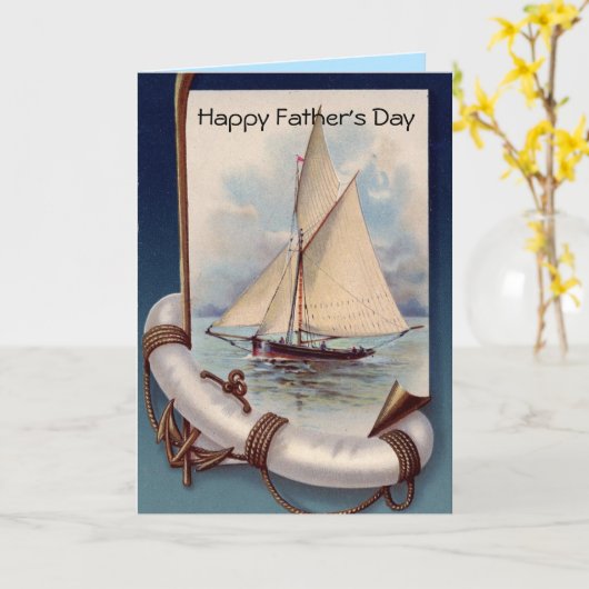  SAILBOAT LIFEBELT ANCHOR VADERDAG KAART (Gele Bloem)