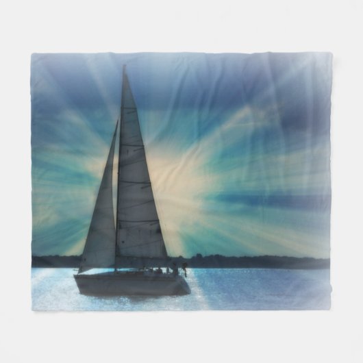 SailBoat met Sunbeams Fleece Blanket Deken (Voorkant (Horizontaal))