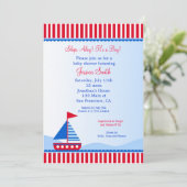 Sailboat Nautical Baby Shower-uitnodigingen Kaart (Staand voorkant)