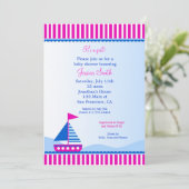 Sailboat Nautical Baby Shower-uitnodigingen Kaart (Staand voorkant)