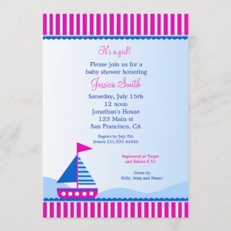 Sailboat Nautical Baby Shower-uitnodigingen Kaart