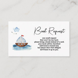 Sailboat Nautical Boy Baby shower Boekaanvraag Informatiekaartje