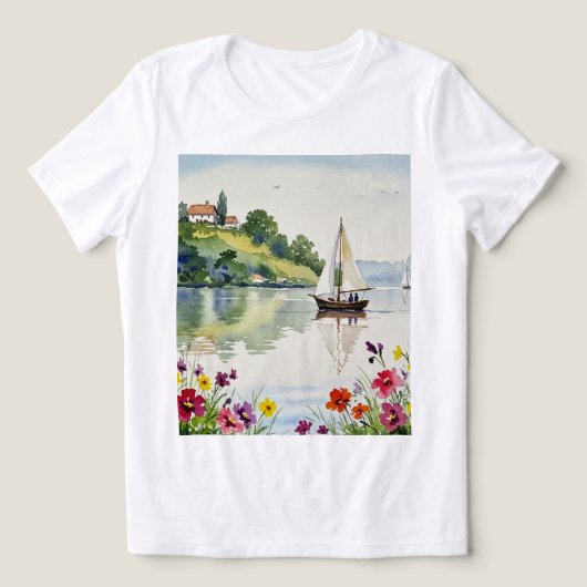 Sailboat on a quiet lake Tri-Blend shirt (Design voorkant)