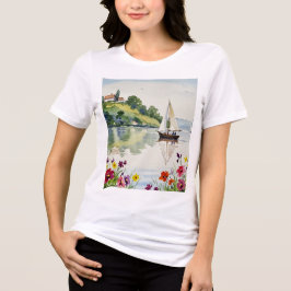 Sailboat on a quiet lake Tri-Blend shirt