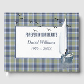 Sailboat On Plaid For Memorial Service Gastenboek (Voorkant)