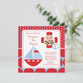 Sailboat Photo Birthday Invitation Kaart (Staand voorkant)