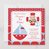 Sailboat Photo Birthday Invitation Kaart (Voorkant)