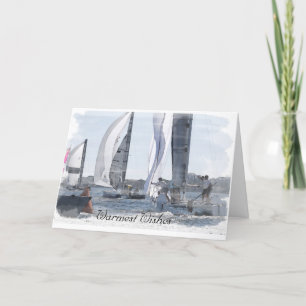 Sailboat Race Christmas Card Feestdagen Kaart