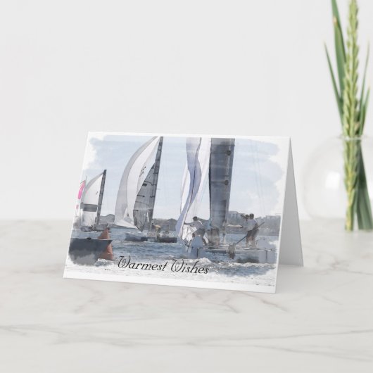 Sailboat Race Christmas Card Feestdagen Kaart (Voorkant)