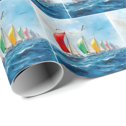 Sailboat Race On High Seas Cadeaupapier (Rol Hoek)